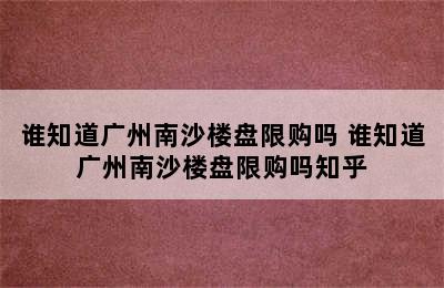 谁知道广州南沙楼盘限购吗 谁知道广州南沙楼盘限购吗知乎